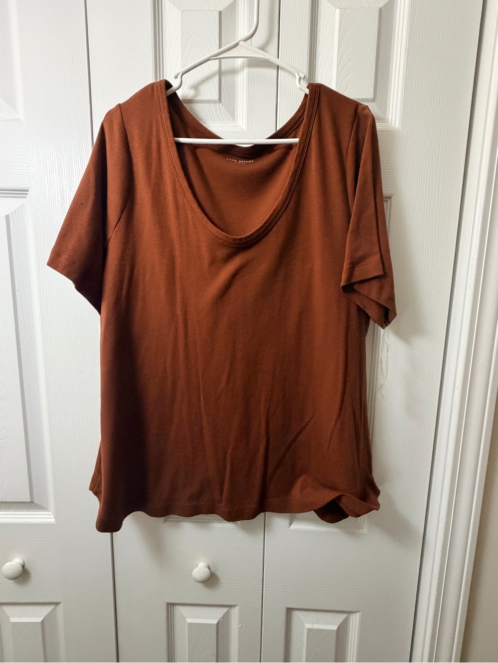 Lane Bryant Scoop Neck Short Sleeve Tee - Rust